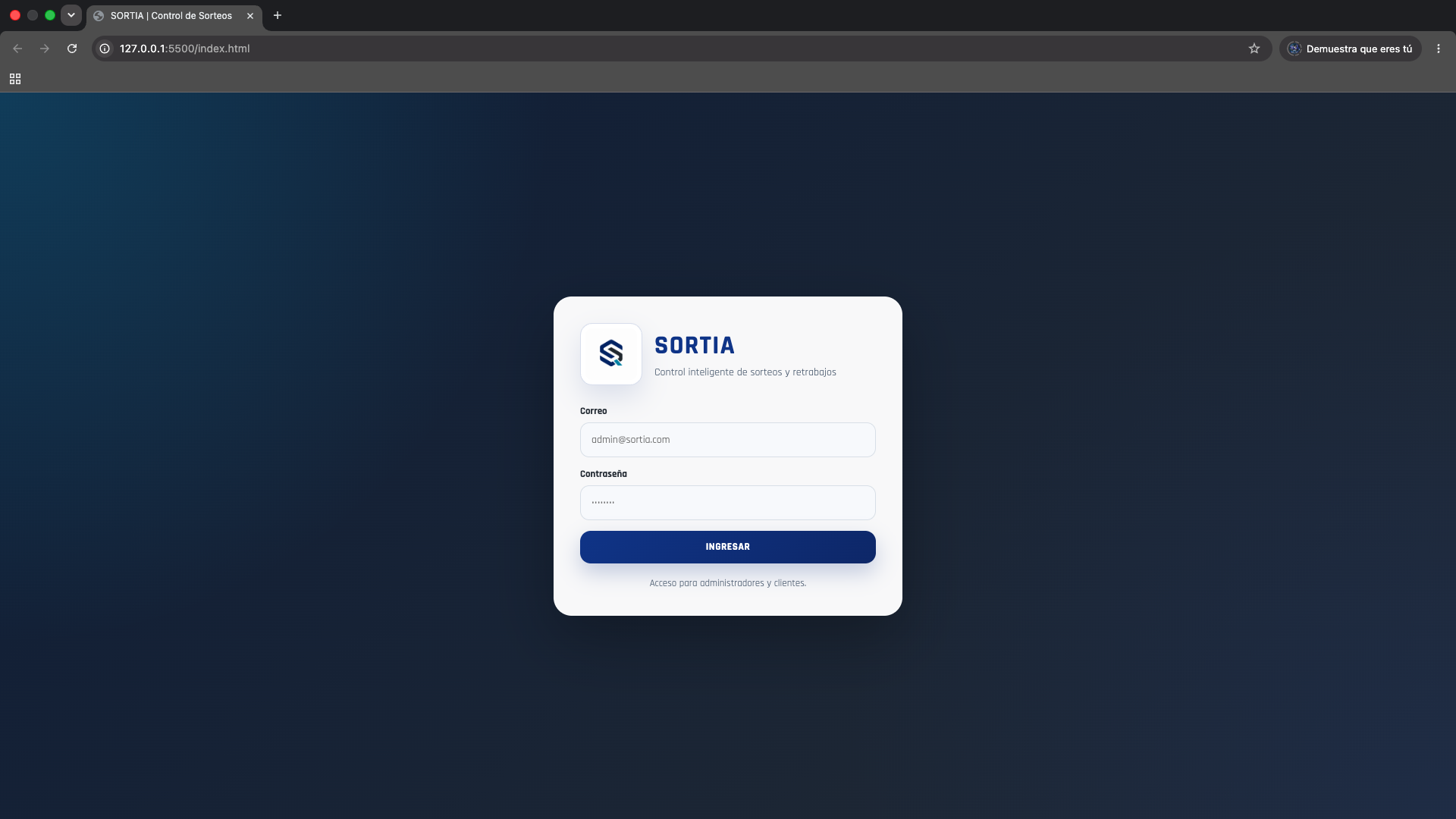 Login Sortia QA