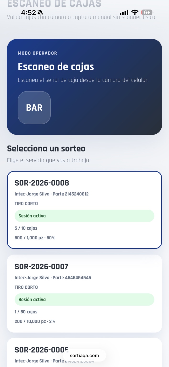 Selección de sorteo para escaneo